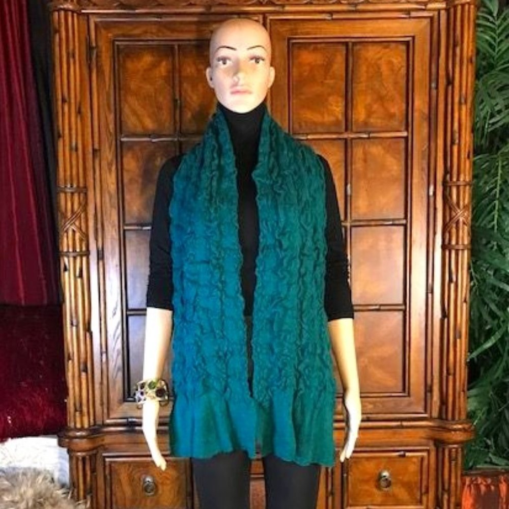 Jones New York Teal Tufted Scarf